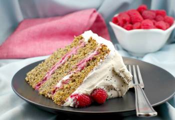 Lemon Poppy Seed Torte With Raspberry Curd Filling &amp; White Chocolate Whipped Cream Frosting