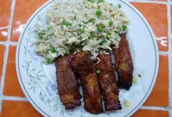 Sticky Pork Ribs With Egg Fry Rice
