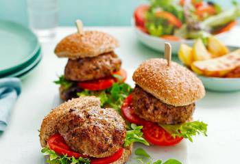 Pork And Apple Burgers With Potato Wedges