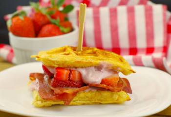 Strawberry Sunrise Chicken & Waffle Sandwich