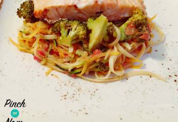 Sweet Chilli Salmon With Linguini, Courgette And Sweet Potato Spaghetti | Slimming World & Weight Watchers Friendly