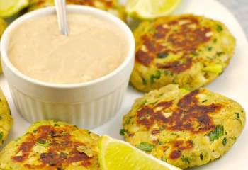 Asian Pan Fried Salmon Patties With Creamy Ginger Lime Sauce
