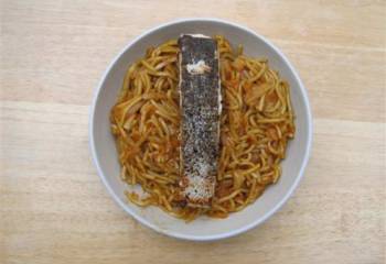 Delicious Salmon, Noodles With Plum & Hoisin Sauce