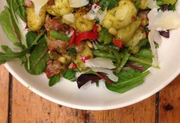 Gnocchi With Bacon, Pesto And Green Beans