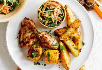 Cajun Chicken With Spicy Potato Wedges And Coleslaw